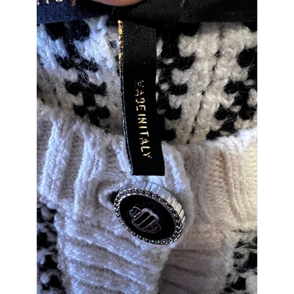 Maje Vintage Wool Beige Black Striped Button Up Sweater Cardigan Small - Picture 10 of 11